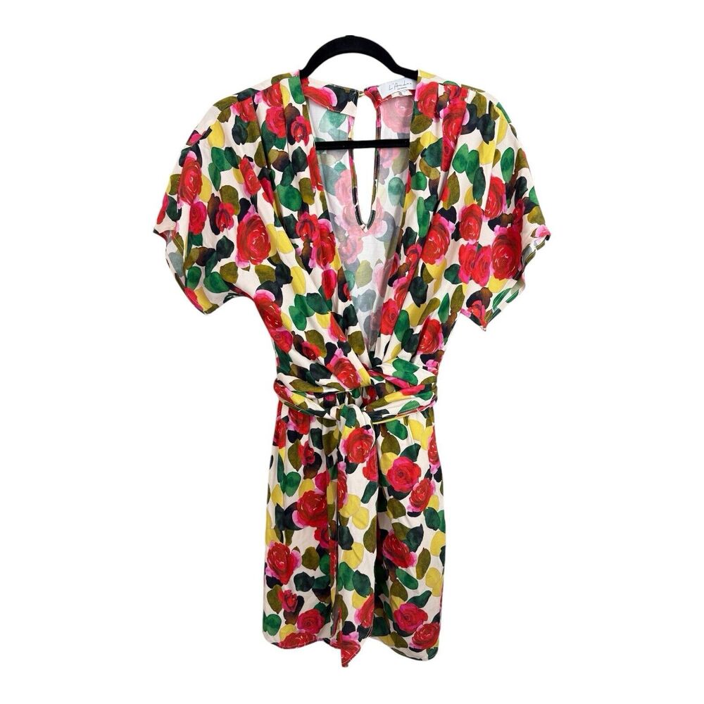 L’Academia Revolve Ines Mini Dress Size Small Watercolor Floral Belted
